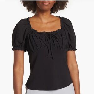 Status by Chenault Sheer Plaid Overlay Bodice Black Size Small NWT